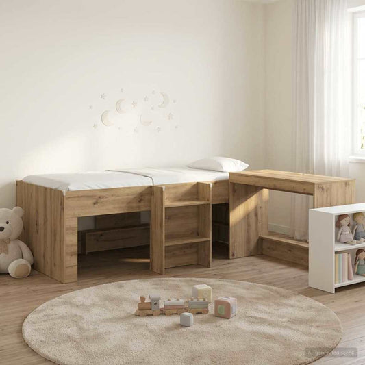 Kids'High Bed Frame with Desk 2 pcs Artisan Oak