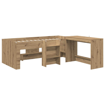 Kids'High Bed Frame with Desk 2 pcs Artisan Oak