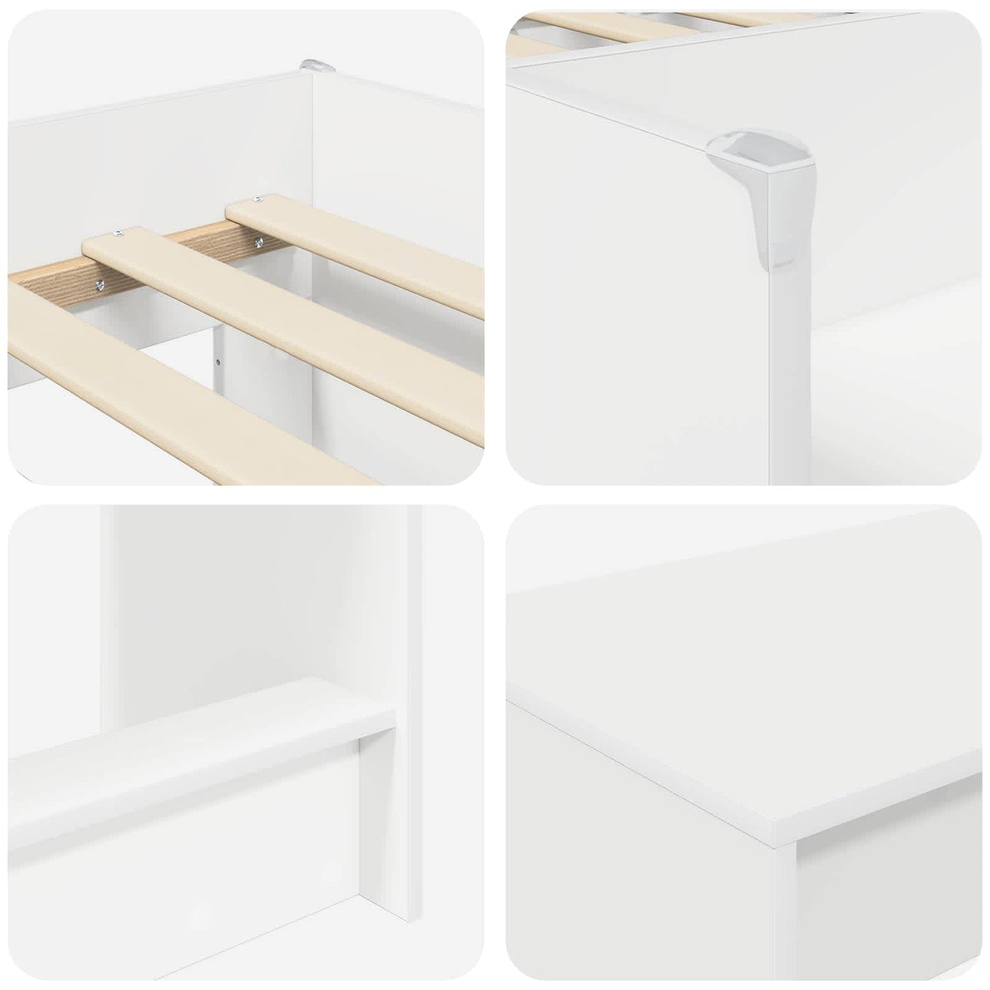 Kids'High Bed Frame with Desk White 98.5 x 200 cm