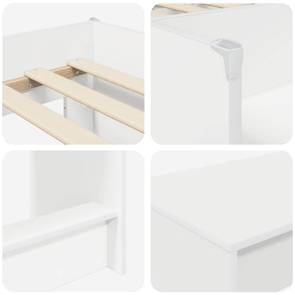 Kids'High Bed Frame with Desk White 98.5 x 200 cm