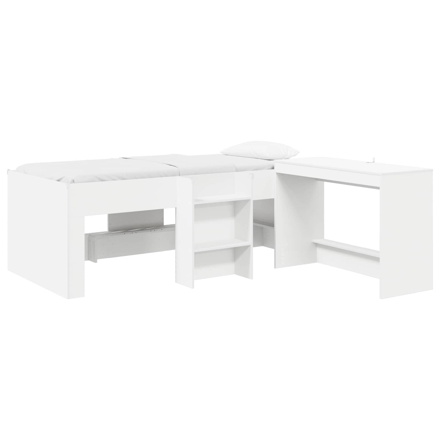 Kids'High Bed Frame with Desk White 98.5 x 200 cm