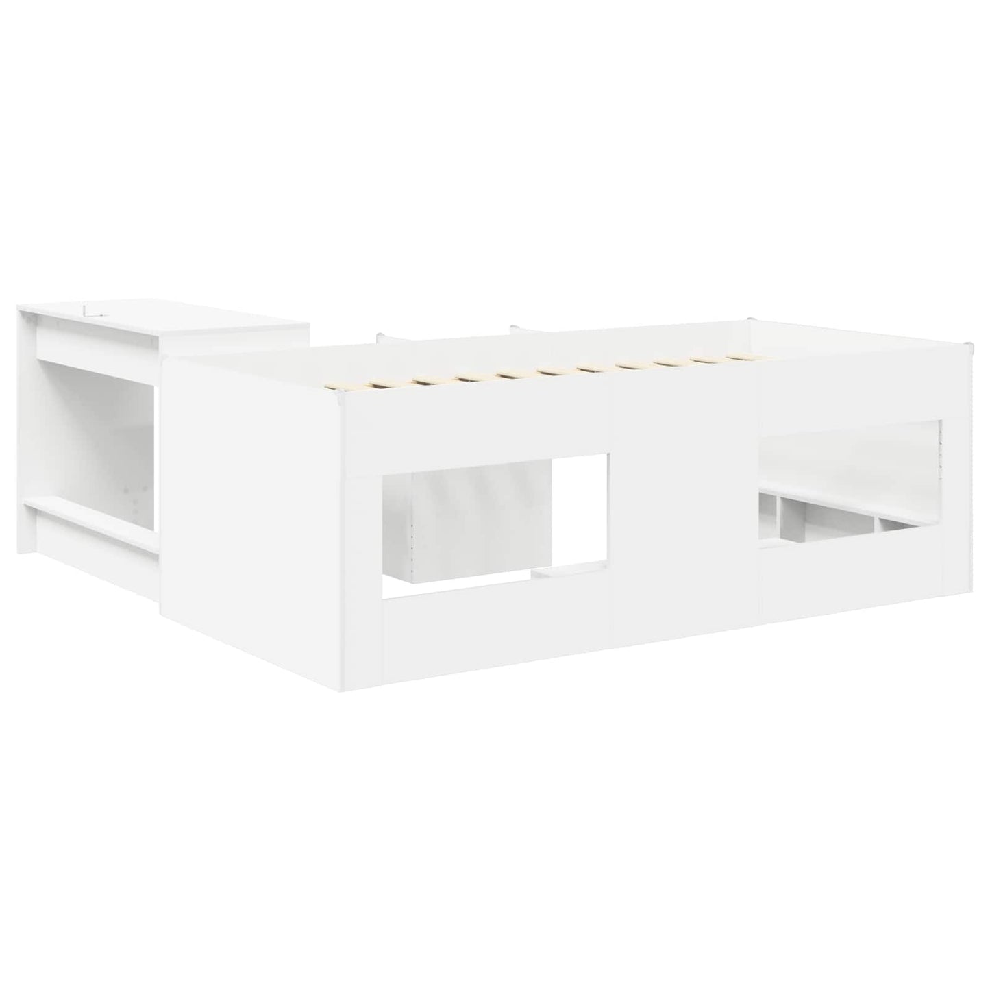 Kids'High Bed Frame with Desk White 98.5 x 200 cm