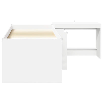Kids'High Bed Frame with Desk White 98.5 x 200 cm