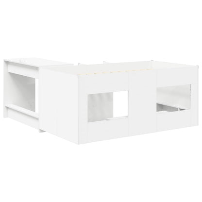Kids'High Bed Frame with Desk 2 pcs White Engineered Wood