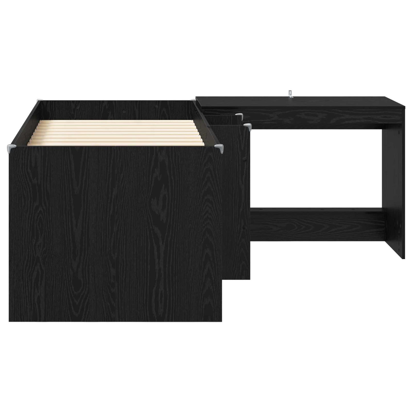Kids'High Bed Frame with Desk 2 pcs Black Oak Engineered Wood