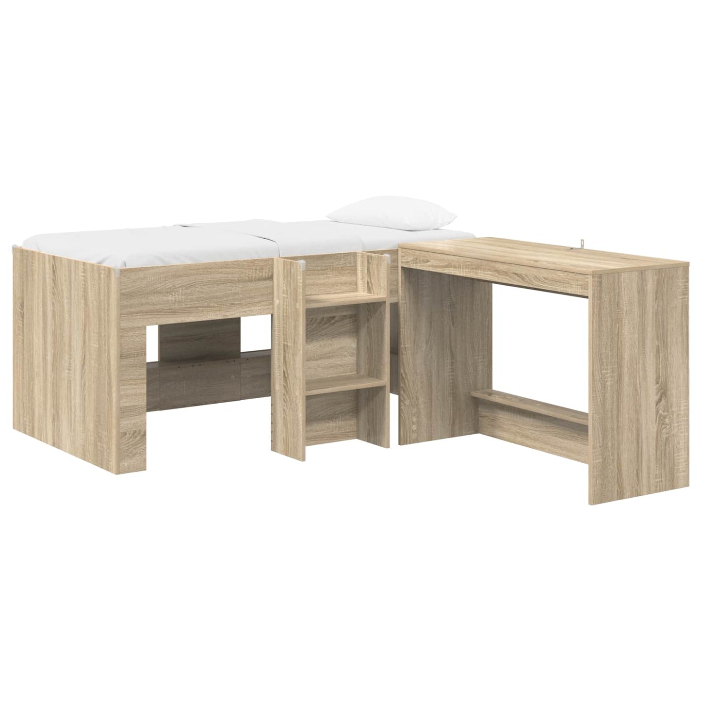 Kids'High Bed Frame with Desk 2 pcs Sonoma Oak Engineered Wood