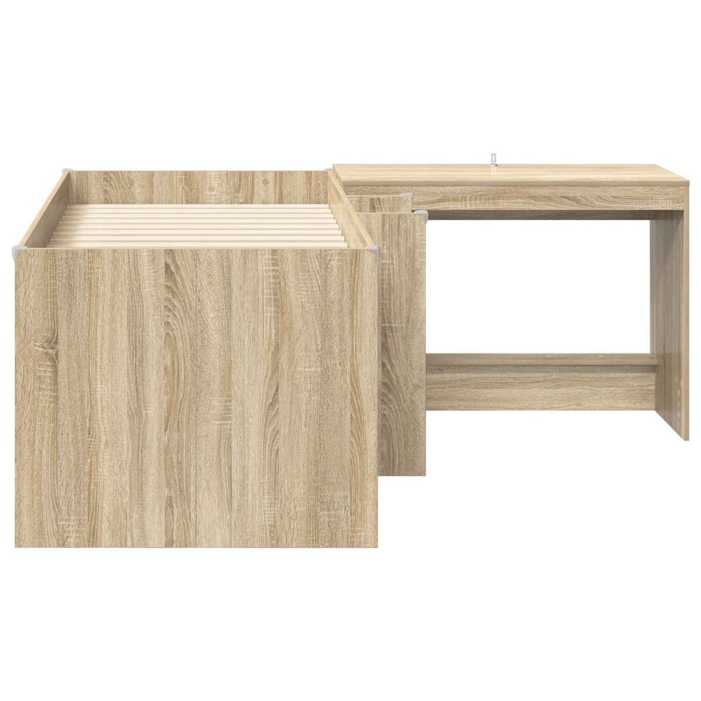 Kids'High Bed Frame with Desk 2 pcs Sonoma Oak Engineered Wood