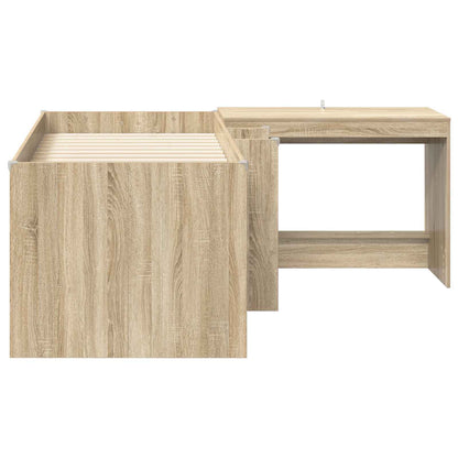 Kids'High Bed Frame with Desk 2 pcs Sonoma Oak Engineered Wood