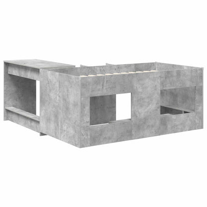 Kids'High Bed Frame with Desk 2 pcs Concrete Grey