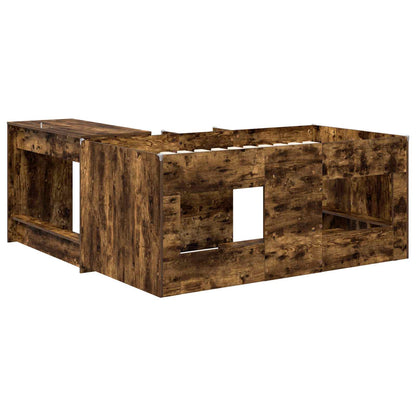 Kids'High Bed Frame with Desk 2 pcs Smoked Oak Engineered Wood