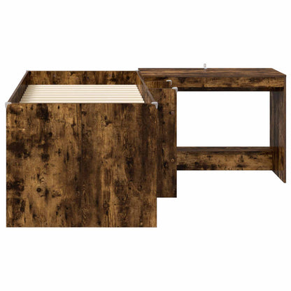 Kids'High Bed Frame with Desk 2 pcs Smoked Oak Engineered Wood