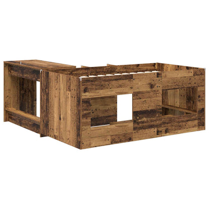 Kids'High Bed Frame with Desk 2 pcs Old wood Engineered Wood