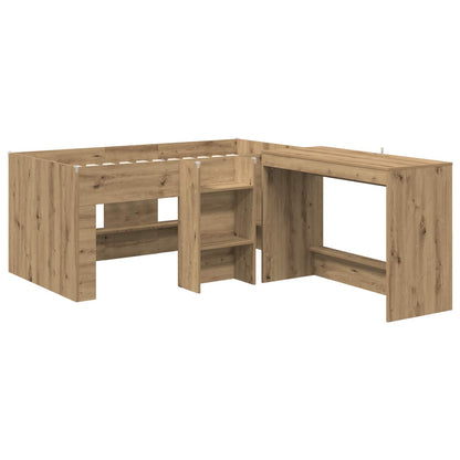 Kids'High Bed Frame with Desk 2 pcs Artisan Oak