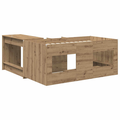 Kids'High Bed Frame with Desk 2 pcs Artisan Oak