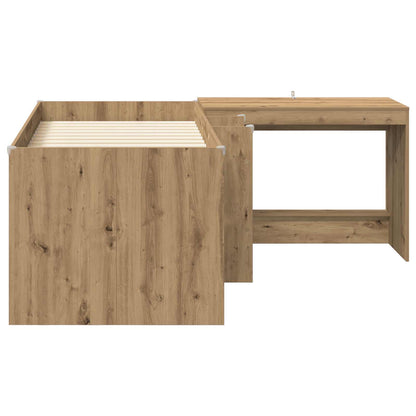 Kids'High Bed Frame with Desk 2 pcs Artisan Oak