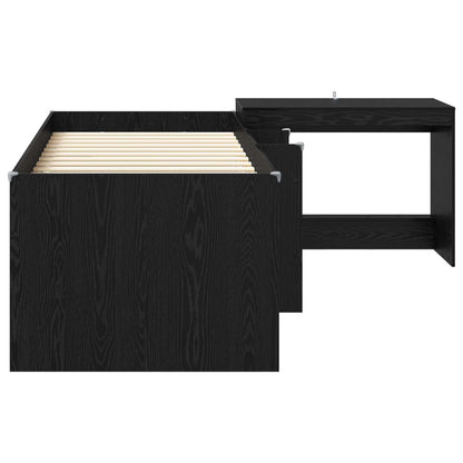Kids'High Bed Frame with Desk Black Oak 90 x 190 cm