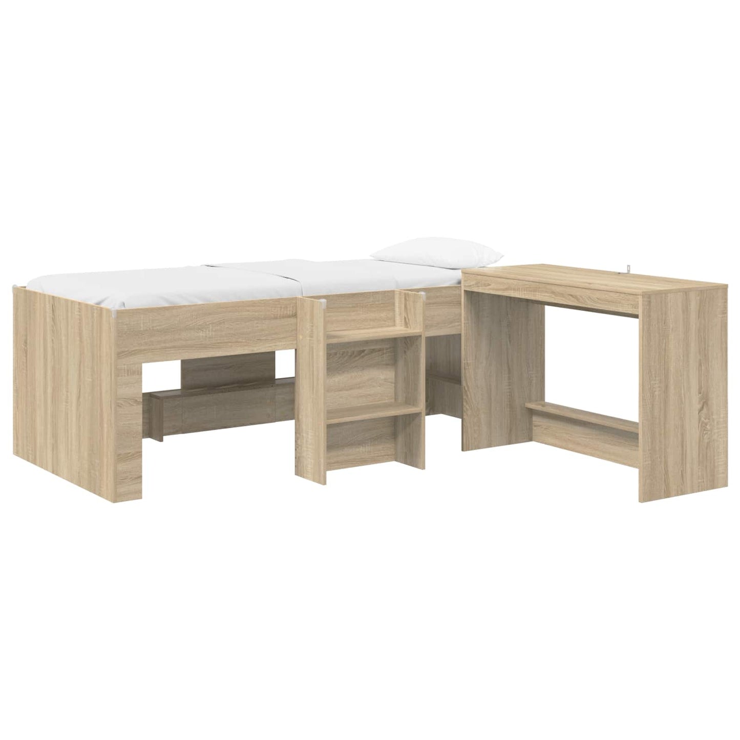 Kids'High Bed Frame with Desk 2 pcs Sonoma Oak Engineered Wood