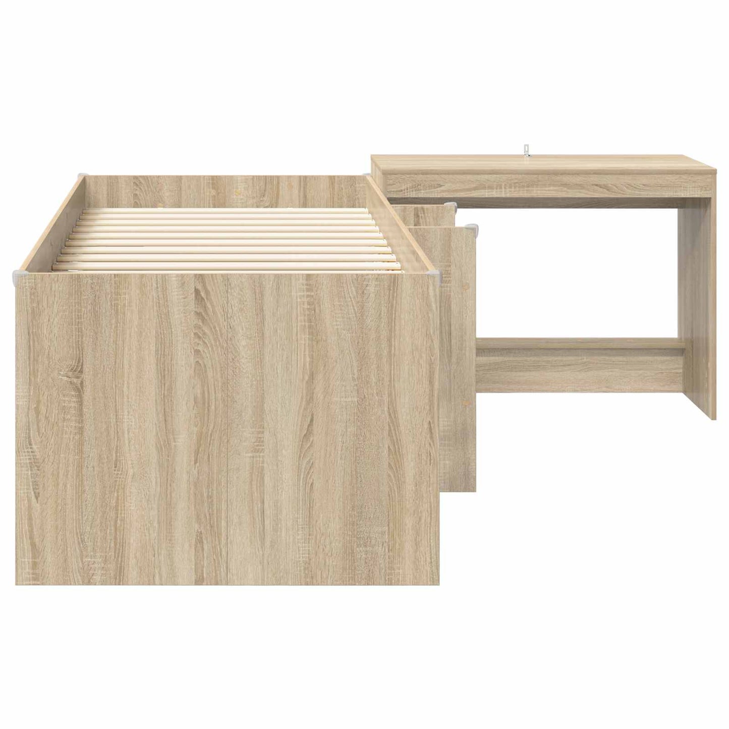 Kids'High Bed Frame with Desk 2 pcs Sonoma Oak Engineered Wood