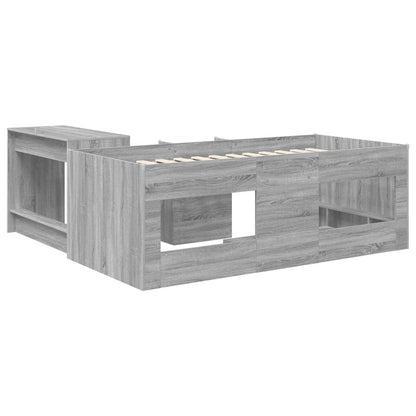 Kids'High Bed Frame with Desk 2 pcs Grey Sonoma