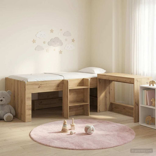 Kids'High Bed Frame with Desk 2 pcs Artisan Oak
