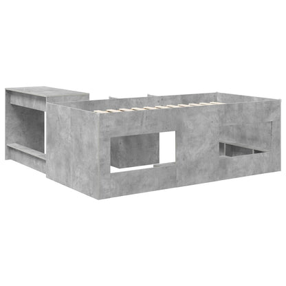 Kids'High Bed Frame with Desk Concrete Grey 75 x 190 cm