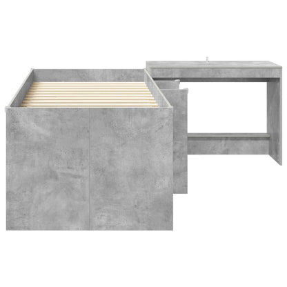 Kids'High Bed Frame with Desk Concrete Grey 75 x 190 cm