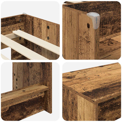 Kids'High Bed Frame with Desk 2 pcs Old wood Engineered Wood