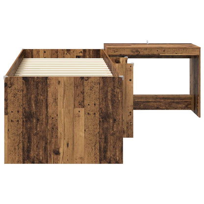 Kids'High Bed Frame with Desk 2 pcs Old wood Engineered Wood