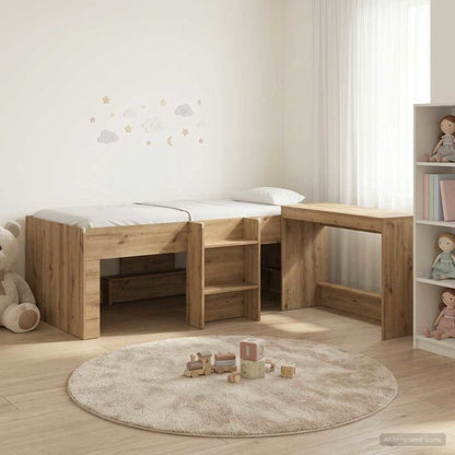 Kids'High Bed Frame with Desk 2 pcs Artisan Oak