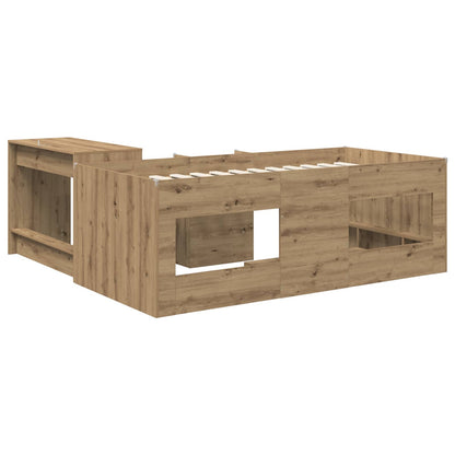 Kids'High Bed Frame with Desk 2 pcs Artisan Oak