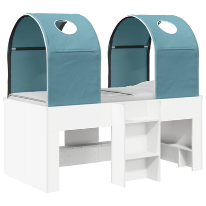 Bed with Tunnel 3 pcs White and Light Blue Engineered Wood