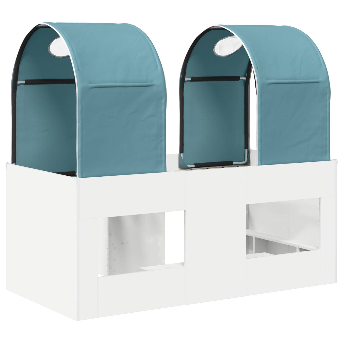 Bed with Tunnel 3 pcs White and Light Blue Engineered Wood
