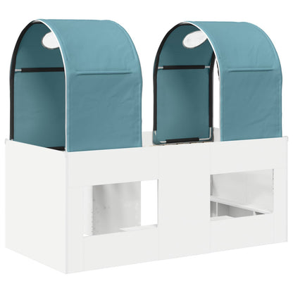 Bed with Tunnel 3 pcs White and Light Blue Engineered Wood