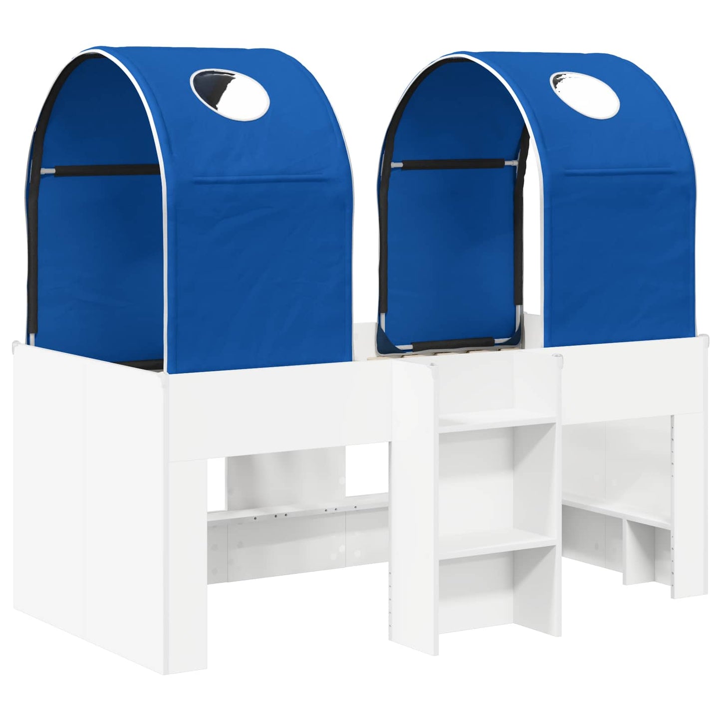 Bed with Tunnel 3 pcs White and Blue Engineered Wood