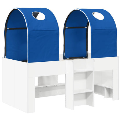 Bed with Tunnel 3 pcs White and Blue Engineered Wood