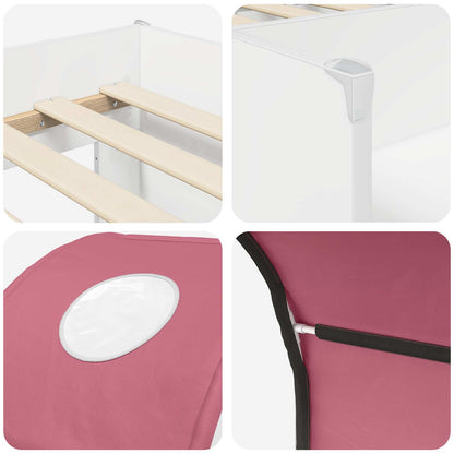 Bed with Tunnel 3 pcs White and Pink Engineered Wood