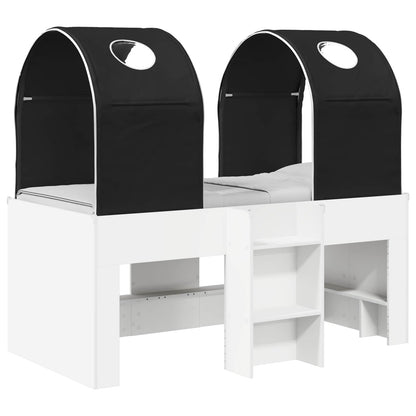 Bed with Tunnel 3 pcs White and Black Engineered Wood