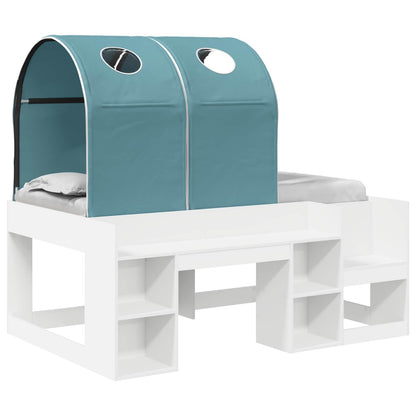 Bed with Tunnel 3 pcs White and Light Blue Engineered Wood
