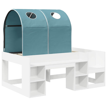 Bed with Tunnel 3 pcs White and Light Blue Engineered Wood