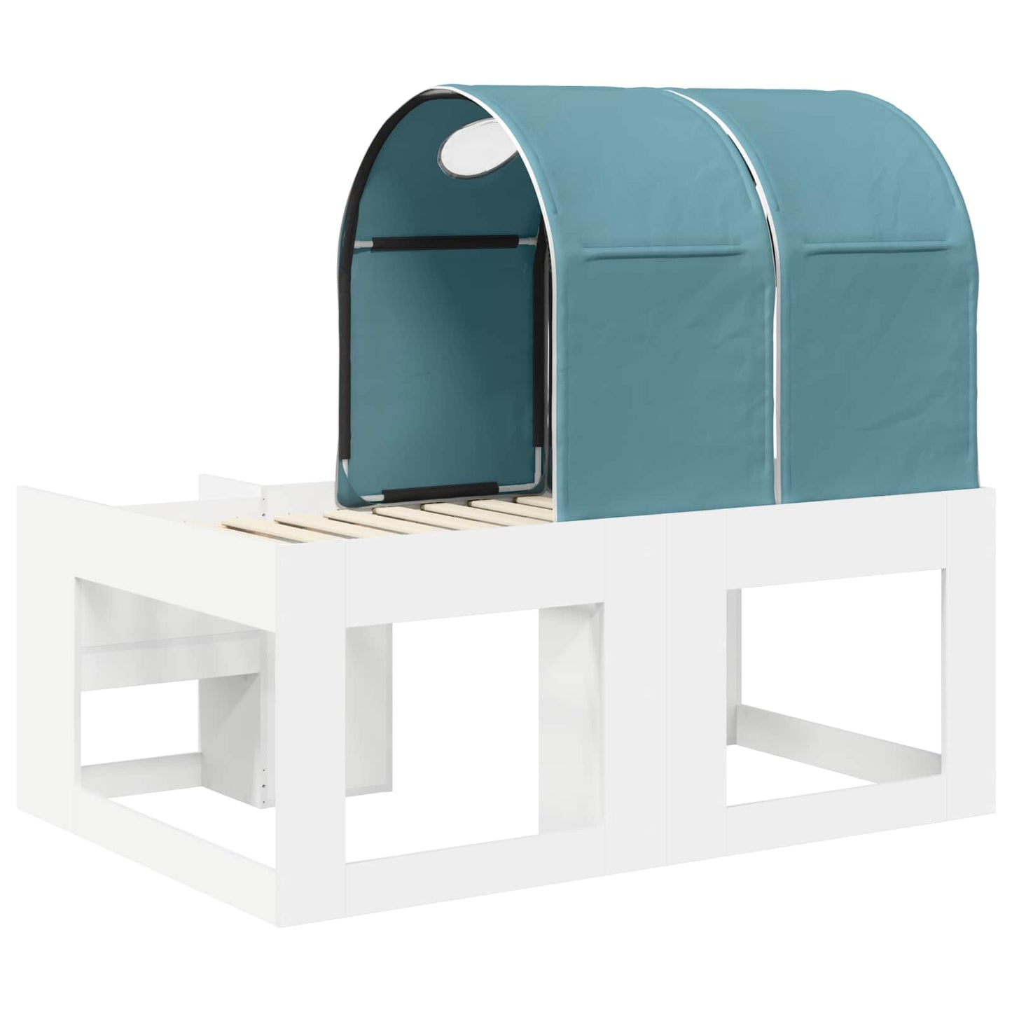 Bed with Tunnel 3 pcs White and Light Blue Engineered Wood