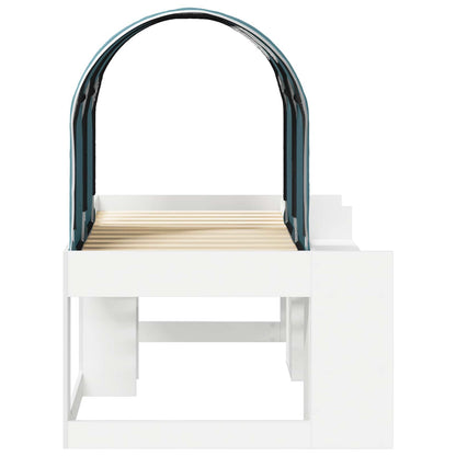Bed with Tunnel 3 pcs White and Light Blue Engineered Wood