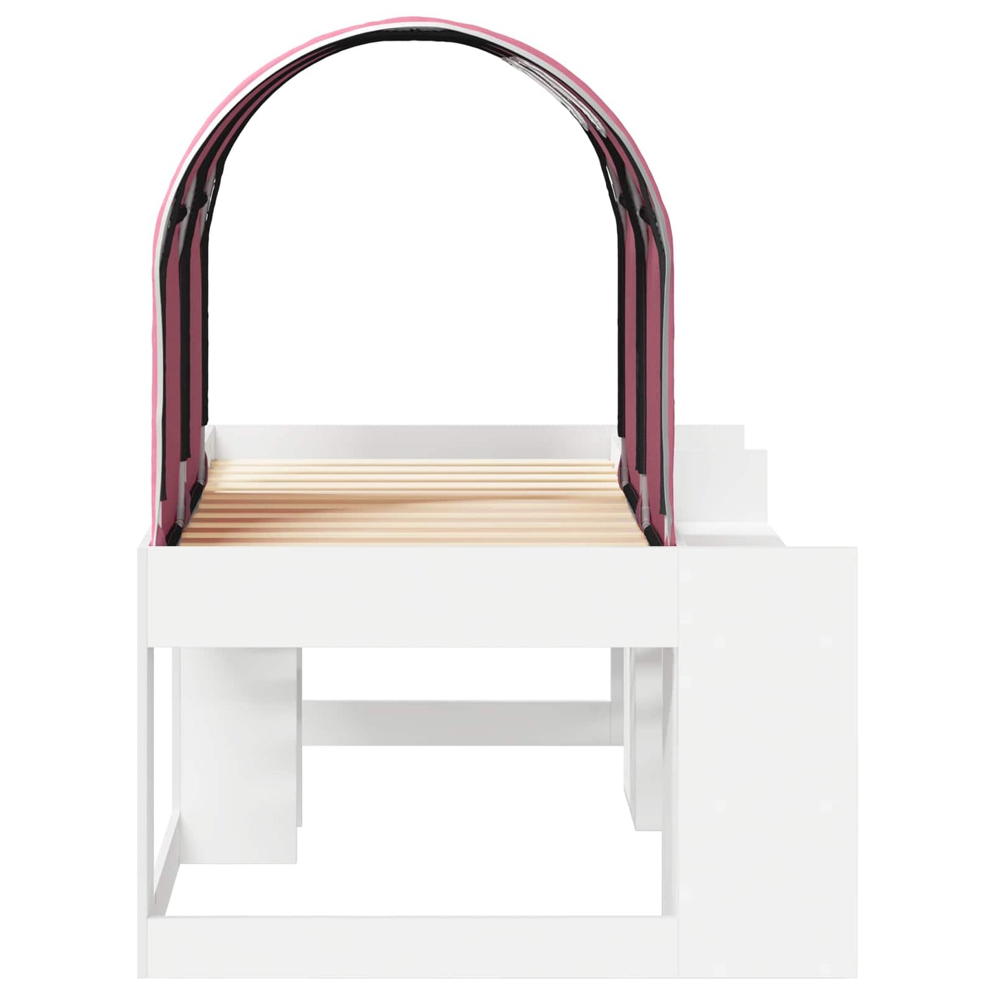 Bed with Tunnel with Shelf 3 pcs White and Pink Engineered Wood