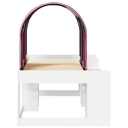 Bed with Tunnel with Shelf 3 pcs White and Red Engineered Wood