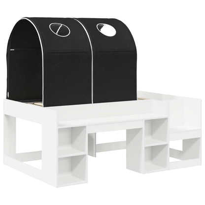 Bed with Tunnel 3 pcs White and Black Engineered Wood
