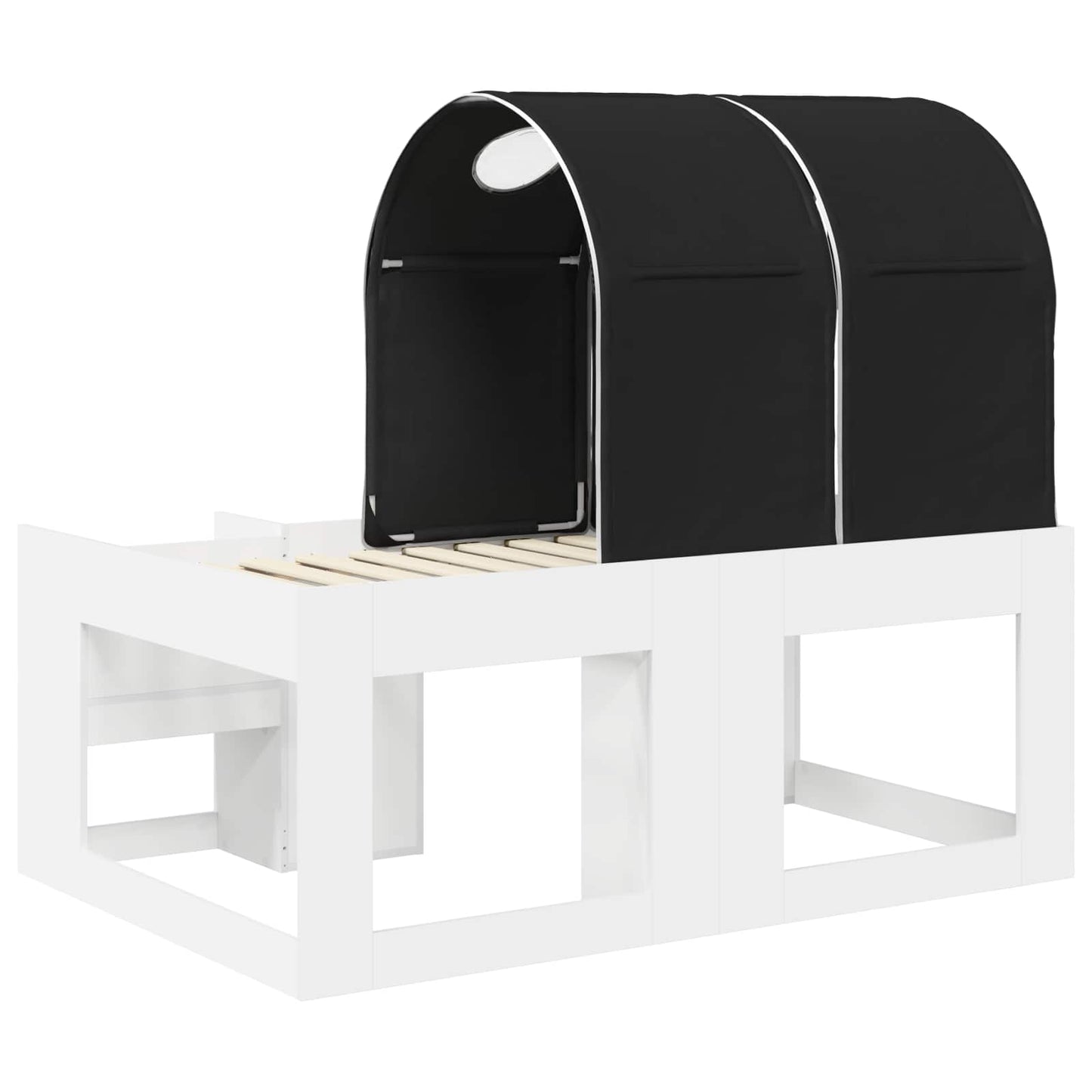 Bed with Tunnel 3 pcs White and Black Engineered Wood