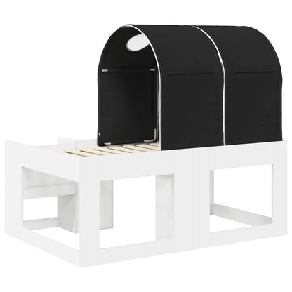 Bed with Tunnel 3 pcs White and Black Engineered Wood
