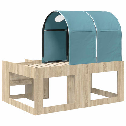 Bed with Tunnel 3 pcs Sonoma Oak and Light Blue Engineered Wood