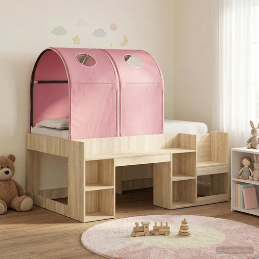 Bed with Tunnel 3 pcs Sonoma Oak and Pink Engineered Wood