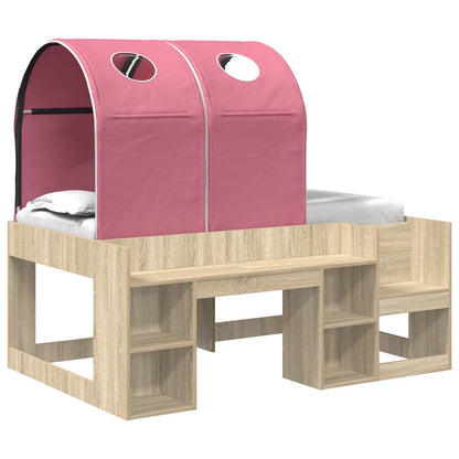 Bed with Tunnel 3 pcs Sonoma Oak and Pink Engineered Wood