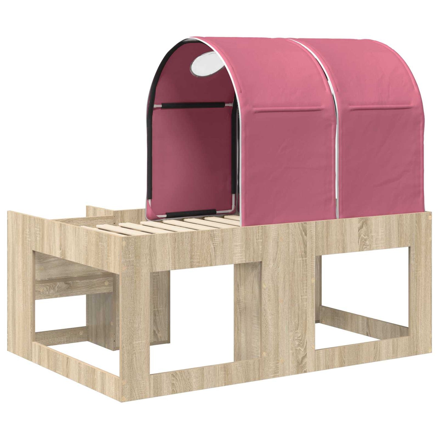 Bed with Tunnel 3 pcs Sonoma Oak and Pink Engineered Wood